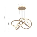 Lampa wisząca Bandol z jednym źródłem LED 56W w kolorze piaskowym. Produkt ma nowoczesny kształt z trzema połączonymi pierścieniami. Wymiary: średnica 350 mm, wysokość 1200 mm, długość zwisu 250 mm. Montowana na okrągłym stelażu sufitowym.