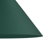 Kinkiet Capital w butelkowej zieleni, wykonany z matowego materiału. Widok z góry na stożkowy klosz, podkreślający minimalistyczny design. Klosz ma gładką teksturę bez widocznych zdobień.