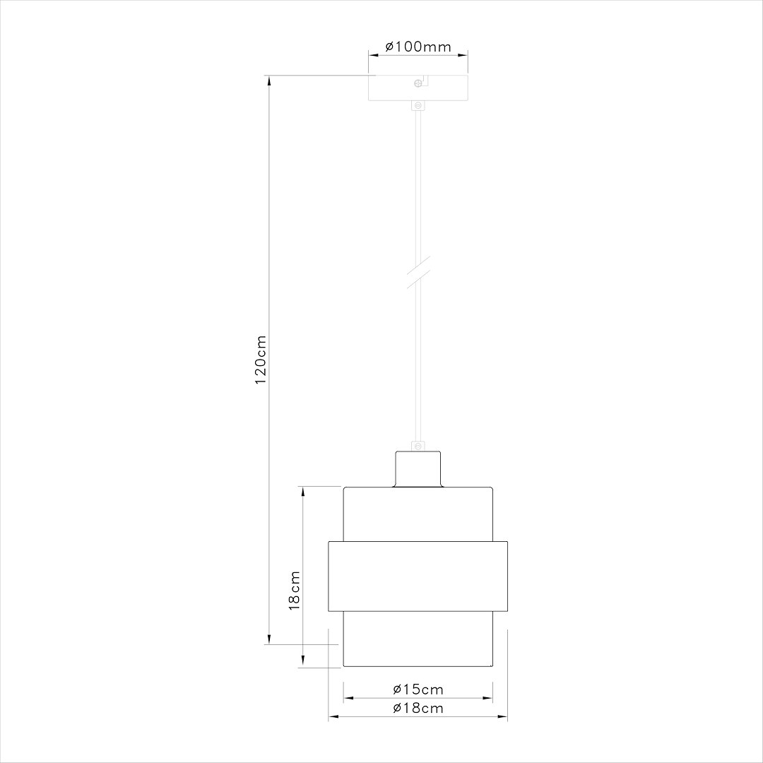 Beżowa lampa wisząca Valentino z oprawką E27. Posiada cylindryczny kształt o średnicy 18 cm i wysokości 18 cm, zawieszona na przewodzie o długości 120 cm. Prosty design, idealna do nowoczesnych wnętrz.