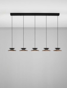 Guanay lampa wisząca 5xLED 24W czarna złota LE44744