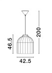 Lampa wisząca Guardia w kolorze czarnym, o kształcie stożkowatym z wypukłą podstawą. Wymiary: wysokość 46,5 cm, średnica 42,5 cm. Wykończenie z materiału przypominającego hiacynt wodny. Zawieszona na cienkim przewodzie.