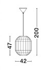 Lampa wisząca Guardia 1xE27 w kolorze czarnym, z kształtem kulistym o średnicy 42 cm i wysokości 47 cm. Wisi na cienkim przewodzie, z minimalistycznym kloszem. Idealna do nowoczesnych wnętrz.
