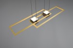 Lampa wisząca Albany z pilotem, LED/37W, w kolorze czarnym i złotym. Posiada dwa prostokątne źródła światła zawieszone na cienkich linkach, umieszczone w złotej ramce na szarym tle.