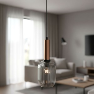Antiola lampa wisząca 1-punktowa mosiądz/dymiona PND-5588-1M-BRO+SG