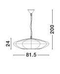 Lampa wisząca Guardia w kolorze czarnym, z oprawą na 1 żarówkę E27. Owalny klosz z hiacyntu wodnego o wymiarach 81,5 cm szerokości i 24 cm wysokości, zawieszony na regulowanym kablu o długości 200 cm, idealna do nowoczesnych wnętrz.