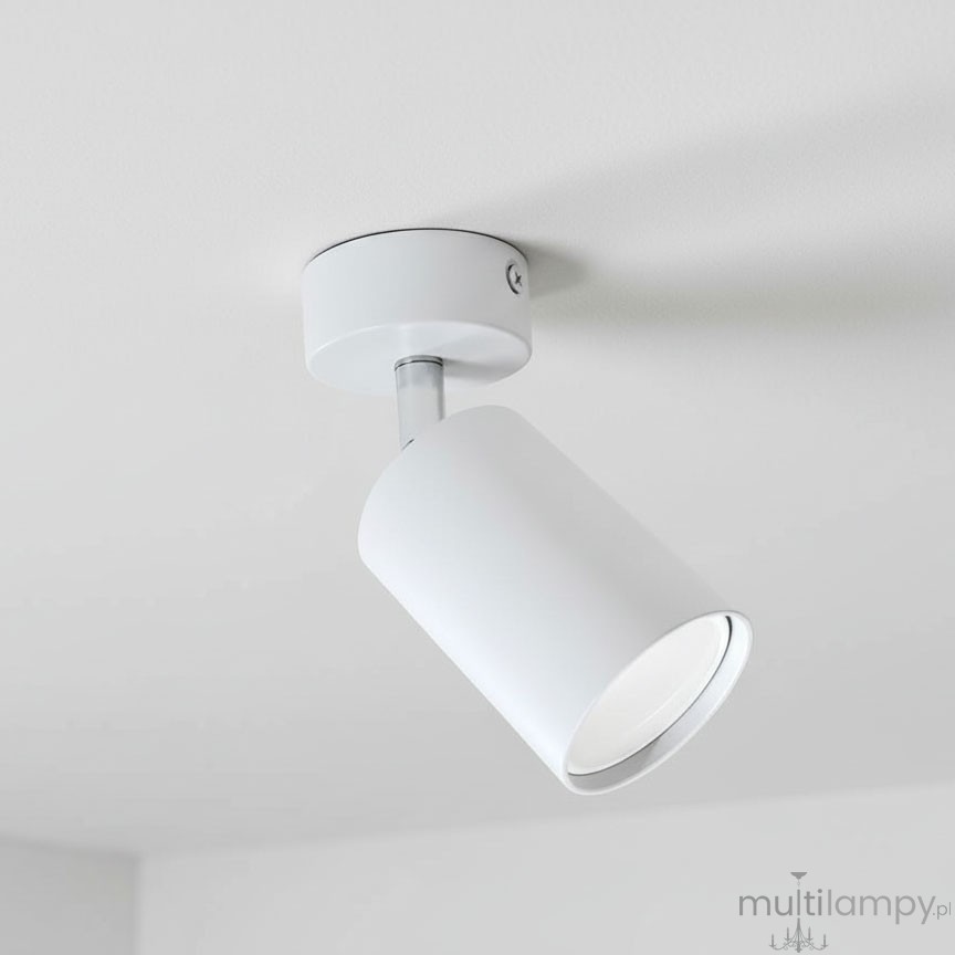 Bardo lampa sufitowa 1-punktowa w kolorze białym z chromowanym mocowaniem. Oświetlenie w formie prostokątnego reflektora, zamontowane na suficie, skierowane lekko w dół. Prosty design, idealne do nowoczesnych wnętrz.