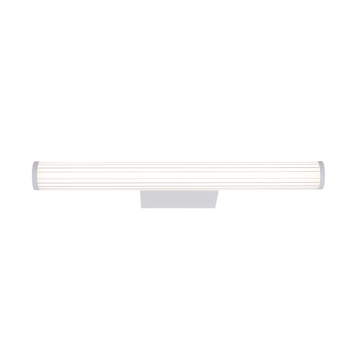 Kinkiet LED Vena 60 o mocy 12W i klasie ochrony IP44, w kolorze białym. Prosty, cylindryczny kształt z delikatnym, rowkowanym wzorem. Montowany na ścianie, idealny do łazienek lub przestrzeni wymagających oświetlenia odpornego na wilgoć.