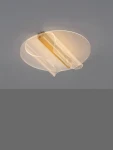 Lampa sufitowa Huaral 1xLED 20W w kolorze złotym z delikatnym, przezroczystym kloszem. Ujęcie frontalne, z góry, ukazujące okrągły kształt oraz subtelne detale konstrukcji. Idealna do nowoczesnych wnętrz.