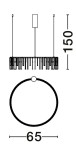 Lampa wisząca Huaraz D65 w kolorze czarnym, z jedną diodą LED o mocy 25W. Ma okrągłą podstawę o średnicy 65 cm i wysokość 150 cm. Wzór z pionowymi elementami zapewnia nowoczesny design.