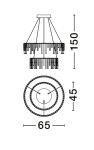 Lampa wisząca Huaraz 2xLED 41W w kolorze czarnym. Kształt cylindryczny z wiszącymi elementami. Wymiary: wysokość 150 cm, średnica 65 cm. Prosta konstrukcja, idealna do nowoczesnych wnętrz.
