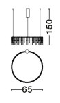 Lampa wisząca Huaraz D65 z 1xLED 26W w kolorze złotym. Okrągły kształt o średnicy 65 cm i wysokości 150 cm. Wzór z dekoracyjnymi elementami. Idealna do nowoczesnych wnętrz.