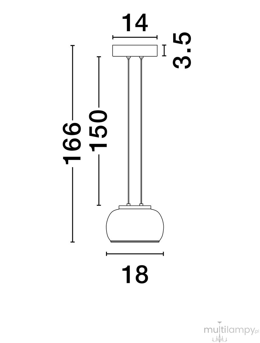 Lampa wisząca Huarmey 1xLED 9W w kolorze czarnym, o okrągłej podstawie. Wymiary: wysokość 166 cm, szerokość 18 cm, grubość 14 cm. Zawieszona na dwóch cienkich linkach, idealna do nowoczesnych wnętrz.