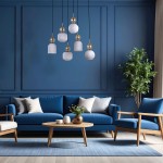 Lampa wisząca Sophia z sześcioma źródłami E14 w białych kloszach z dekoracyjnymi złotymi elementami, zawieszona na cienkich czarnych linkach. Produkt umieszczony w stylowym wnętrzu z niebieską ścianą i meblami.