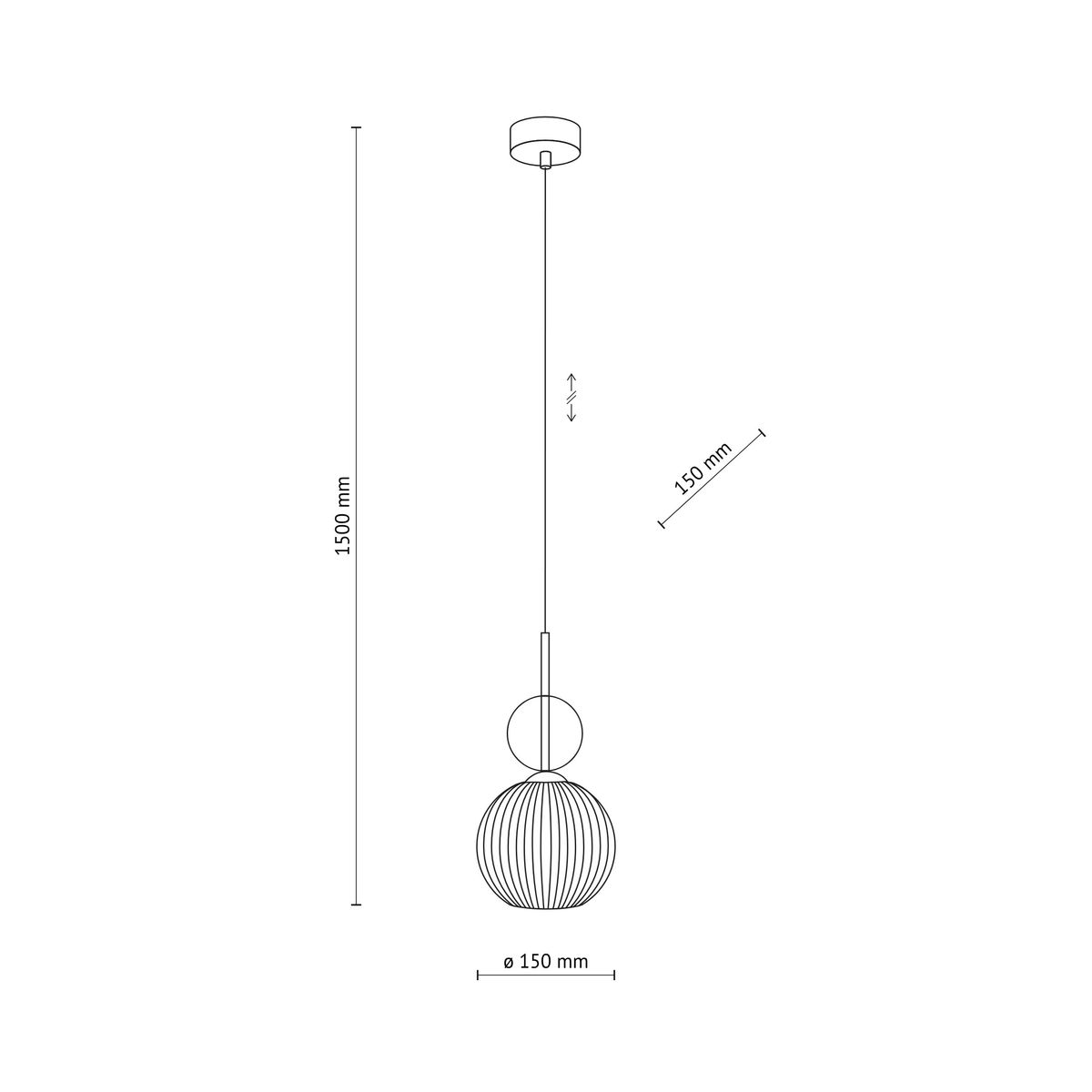 Lampa wisząca Sophia 1xE14 w kolorze białym, z okrągłym kloszem o średnicy 150 mm, zawieszona na długim, cienkim przewodzie o długości 1500 mm. Prosty, minimalistyczny design, idealna do nowoczesnych wnętrz.
