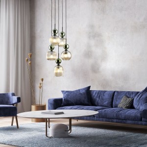Sophia lampa wisząca 5xE14 bursztynowy/zielony TK11149