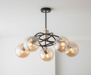 Doxa lampa wisząca 5-punktowa czarna/złota 28555