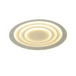 Plafon LED Alune D50 o mocy 50W, okrągły, w kolorze białym. Produkt z wyraźnymi, koncentrycznymi wzorami i miękkim, ciepłym światłem. Ujęcie z góry, ukazujące jego gładką powierzchnię i elegancki design.