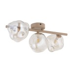 Lava Sabia lampa sufitowa 3xG9 w kolorze beżowym, z trzema szklanymi kloszami o organicznych kształtach. Uchwyt w odcieniu beżowym, z widocznymi źródłami światła LED. Lampa montowana sufitowo, idealna do nowoczesnych wnętrz.