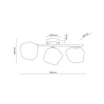 Brązowa lampa sufitowa Lava Brown z trzema kloszami G9. Klosze mają organiczny kształt i średnicę 100 mm. Lampa montowana na suficie, o wymiarach 500 mm długości i 260 mm wysokości. Wykończenie matowe, w minimalistycznym stylu.