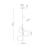 Lava Brown lampa wisząca z brązowym wykończeniem, z trzema kloszami w kształcie organicznych form. Długość 900 mm, średnica sufitu 80 mm. Zawieszenie na cienkim przewodzie, idealna do nowoczesnych wnętrz.