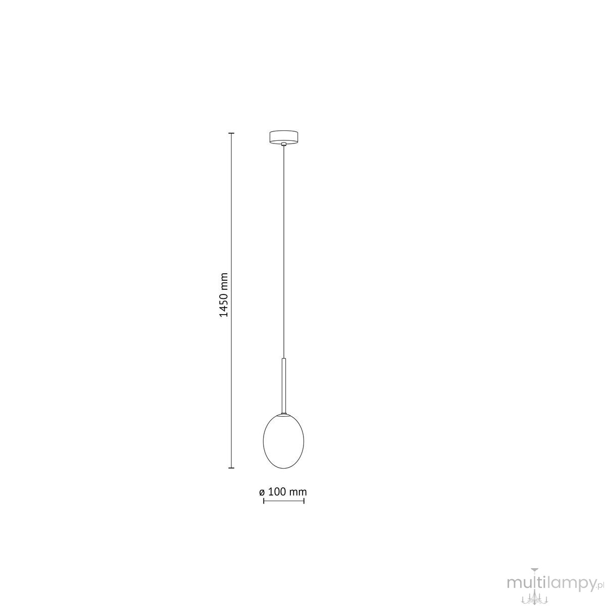 Lampa wisząca Pearl Cognac, czarna z bursztynowym kloszem, pojedyncze źródło światła G9. Wysokość 1450 mm, średnica klosza 100 mm. Prosty, minimalistyczny design, zawieszona na cienkim przewodzie.