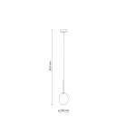 Lampa wisząca Pearl Cognac, czarna z bursztynowym kloszem, pojedyncze źródło światła G9. Wysokość 1450 mm, średnica klosza 100 mm. Prosty, minimalistyczny design, zawieszona na cienkim przewodzie.
