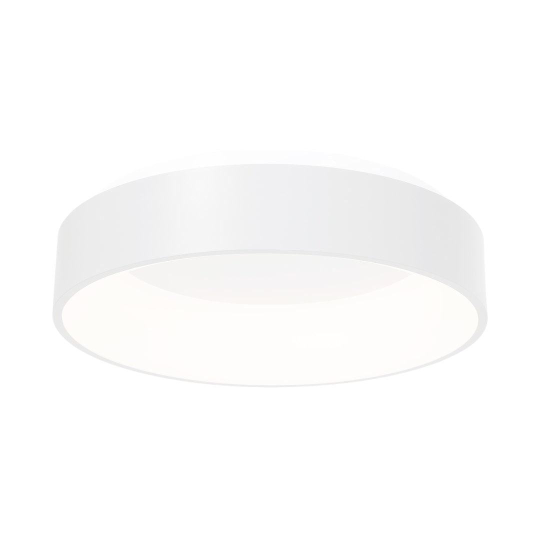 Plafon Ohio LED D45 w kolorze białym, okrągły, z gładką matową powierzchnią. Produkt zamontowany na suficie, emitujący jasne światło. Prosty design, idealny do nowoczesnych wnętrz.