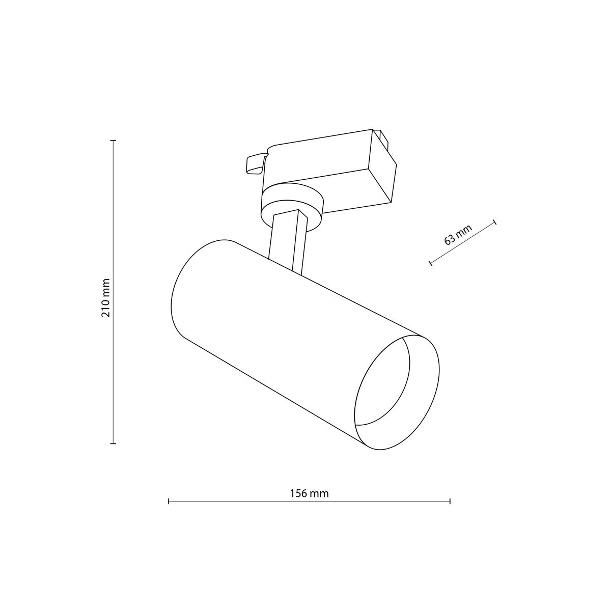 Reflektor spot Tracer 1xLED 10W CCT w kolorze białym, przeznaczony do montażu na szynie 1-fazowej. Cylindryczny kształt, wymiary: 210 mm wysokości, 156 mm długości, 63 mm średnicy. Prosty design, idealny do oświetlenia wnętrz.