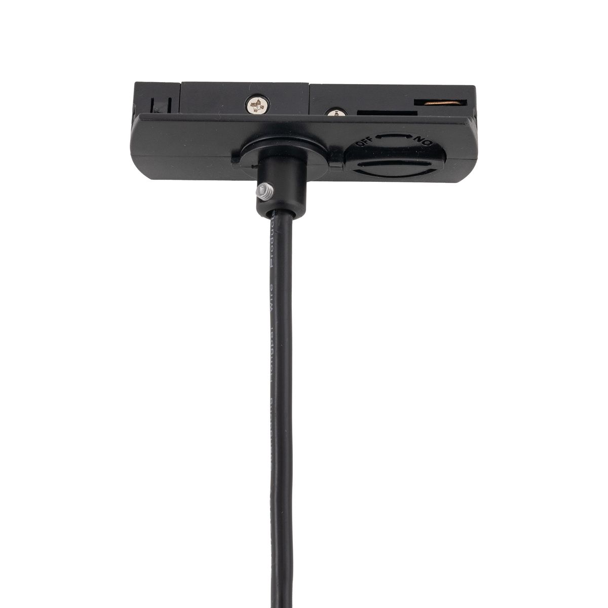 Brązowa lampa wisząca Tracer Brown z gniazdem G9, montowana na szynie 1-fazowej. Widok z góry, z widocznym włącznikiem i kablem. Prosty design, idealna do nowoczesnych wnętrz.