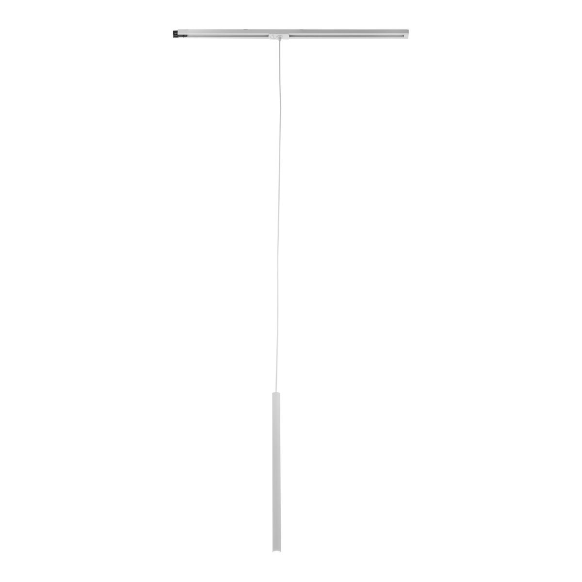 Lampa wisząca Tracer 1xG9 do szyny 1-fazowej w kolorze białym. Produkt zawieszony na cienkim przewodzie, z prostokątnym korpusem. Prosta forma, minimalistyczny design, idealna do nowoczesnych wnętrz.