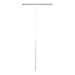 Lampa wisząca Tracer 1xG9 w kolorze białym, zawieszona na cienkim przewodzie, z prostokątnym, minimalistycznym kloszem. Ujęcie frontalne, pokazujące całą długość lampy oraz mocowanie do szyny 1-fazowej.