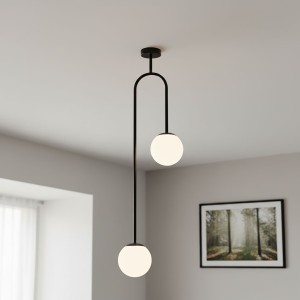 Vector lampa wisząca 2xE14 czarna/biały 62448