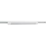 Panel Tracer 1xLED 30W w kolorze białym, prostokątny, zamontowany na szynie 1-fazowej. Widoczny z boku, z gładką powierzchnią. Idealny do oświetlenia wnętrz. Tło jasne, co podkreśla produkt.