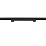 Czarny panel LED Tracer 1x20W do szyny 1-fazowej, umieszczony w poziomie. Posiada prostokątny kształt z białym kloszem na światło. Widoczny montaż na szynie, minimalistyczny design, idealny do nowoczesnych wnętrz.