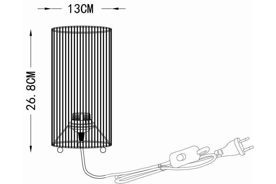 Lampa stołowa Tensa 1xE27 w czarnej i brązowej kolorystyce. Owalna konstrukcja z metalowych prętów. Wymiary: wysokość 26,8 cm, średnica 13 cm. W zestawie przewód z włącznikiem. Idealna do nowoczesnych wnętrz.