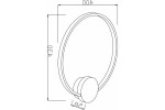Kinkiet LED Condida D40 o mocy 17W w kolorze złotym i czarnym, o okrągłym kształcie. Ujęcie z boku, z widocznymi wymiarami: średnica 40 cm, grubość 3 cm. Elementy montażowe w dolnej części. Przeznaczony do montażu na ścianie.