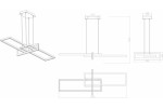 Lampa wisząca LED Aspen 40W CCT w kolorze czarnym i złotym. Posiada prostokątną, minimalistyczną konstrukcję z metalowym wykończeniem. Widok z różnych kątów ukazuje wymiary: 1030 mm długości, 400 mm szerokości, 1200 mm wysokości.