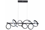 Lampa wisząca LED Lozanna 30W CCT w kolorze czarnym. Posiada unikalny kształt z wijącymi się elementami. Ujęcie frontalne, produkt zawieszony na cienkich linkach, z metalowym mocowaniem. Idealna do nowoczesnych wnętrz.