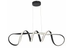 Lampa wisząca LED Vesper 40W CCT w kolorze czarnym, o nowoczesnym kształcie z falującymi elementami. Wykończenie z przezroczystymi detalami, zawieszona na cienkich metalowych linkach z okrągłym mocowaniem sufitowym.