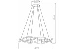 Lampa wisząca LED Amira 48W CCT w kolorze czarnym, o średnicy 600 mm i wysokości 1200 mm. Posiada nowoczesny design z falującymi elementami. Ujęcie frontalne, z widocznymi mocowaniami do sufitu.