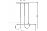 Lampa wisząca LED Barrel 32W CCT w kolorze czarnym, z prostokątnym, minimalistycznym stelażem oraz dwoma okrągłymi elementami świetlnymi. Wymiary: 850 mm szerokości, 1200 mm wysokości. Zawieszona na dwóch linach.