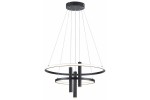Lampa wisząca LED Amanda w kolorze czarnym z trzema cylindrycznymi elementami. Składa się z dwóch okręgów, jeden większy na zewnątrz, drugi mniejszy w środku. Oświetlenie o mocy 40W i 9W, temperatura barwowa 4000K. Zawieszona na cienkich linkach.