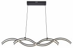 Lampa wisząca LED Aruba 40W CCT w kolorze czarnym, posiadająca falistą konstrukcję z trzech metalowych ramion. Produkt zawieszony na dwóch cienkich linkach, z prostokątną podsufitką na górze. Stylowy element o nowoczesnym designie.