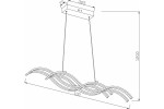Lampa wisząca LED Aruba 40W CCT w czarnym kolorze, złożona z falistych elementów. Prosta konstrukcja z montażem sufitowym, wymiary: 120 cm wysokości, 100 cm szerokości. Idealna do nowoczesnych wnętrz.