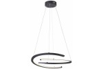 Czarna lampa wisząca LED Ancor 30W CCT o nowoczesnym, minimalistycznym designie, składająca się z dwóch koncentrycznych pierścieni, zawieszona na cienkich linkach, idealna do nowoczesnych wnętrz.