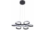 Lampa wisząca LED 40W CCT w kolorze czarnym, złożona z pięciu elastycznych, zakrzywionych elementów w odcieniach czerni i bieli. Montaż na suficie, z regulowanymi linkami. Nowoczesny design, idealna do wnętrz.