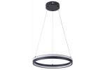 Lampa wisząca LED Proxima, 32W, w kolorze czarnym, o okrągłym kształcie. Zawieszona na cienkich linkach, z górną mocowaniem na suficie. Posiada dwa pierścienie: zewnętrzny czarny i wewnętrzny biały. Idealna do nowoczesnych wnętrz.