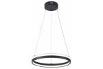 Lampa wisząca LED Proxima 32W CCT w kolorze czarnym, okrągła, zawieszona na cienkich linkach. Posiada metalowy element montażowy oraz podświetlenie w formie białego pierścienia. Idealna do nowoczesnych aranżacji wnętrz.