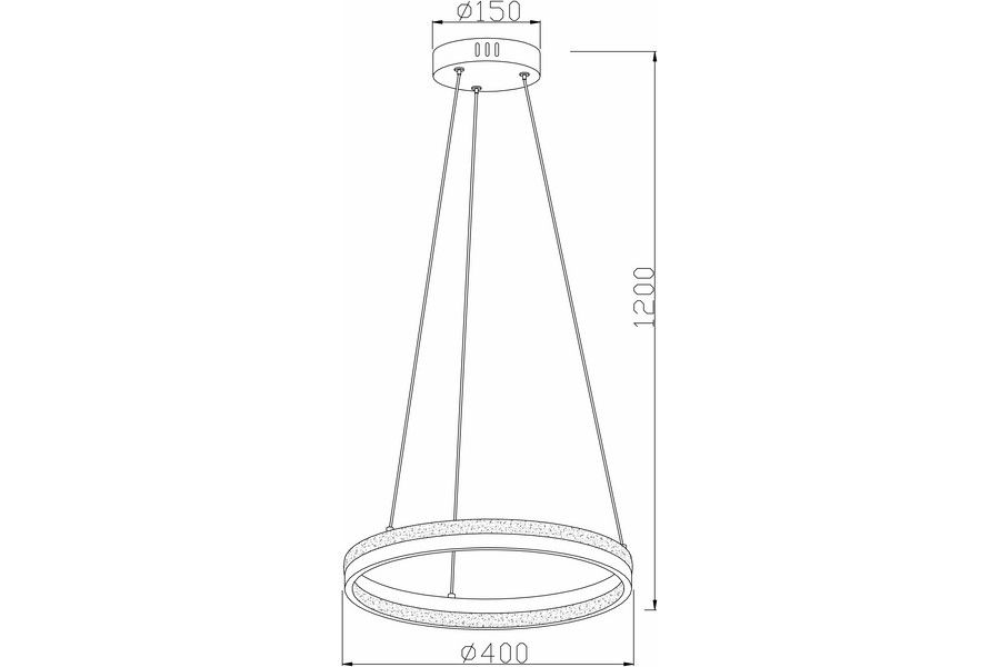 Lampa wisząca LED Proxima 32W CCT w kolorze czarnym, o okrągłym kształcie. Wymiary: średnica 400 mm, wysokość 1200 mm. Zawieszona na cienkich linkach, z minimalistycznym designem, idealna do nowoczesnych wnętrz.