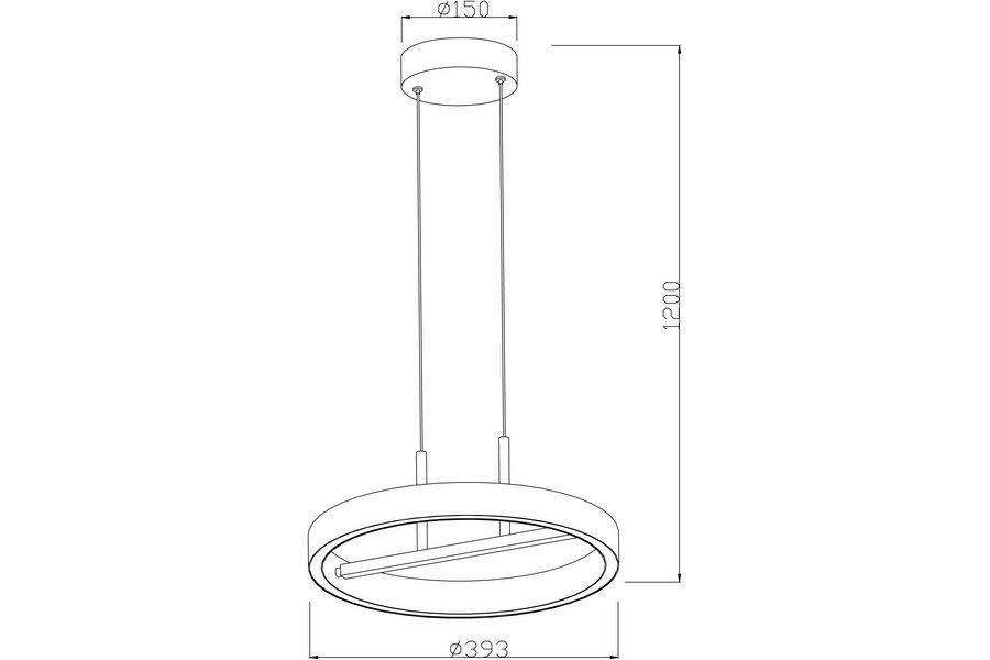 Lampa wisząca LED Coltrain 32W CCT w kolorze czarnym, o okrągłym kształcie. Wymiary: średnica 393 mm, długość 1200 mm. Zawieszenie na cienkich linkach, minimalistyczny design, idealna do nowoczesnych wnętrz.